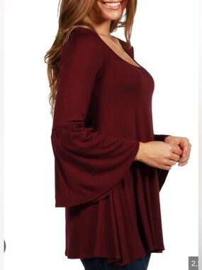 Urban Outfitters Ecote Garnet Flowy Tunic | Bell Sleeve Boho Top